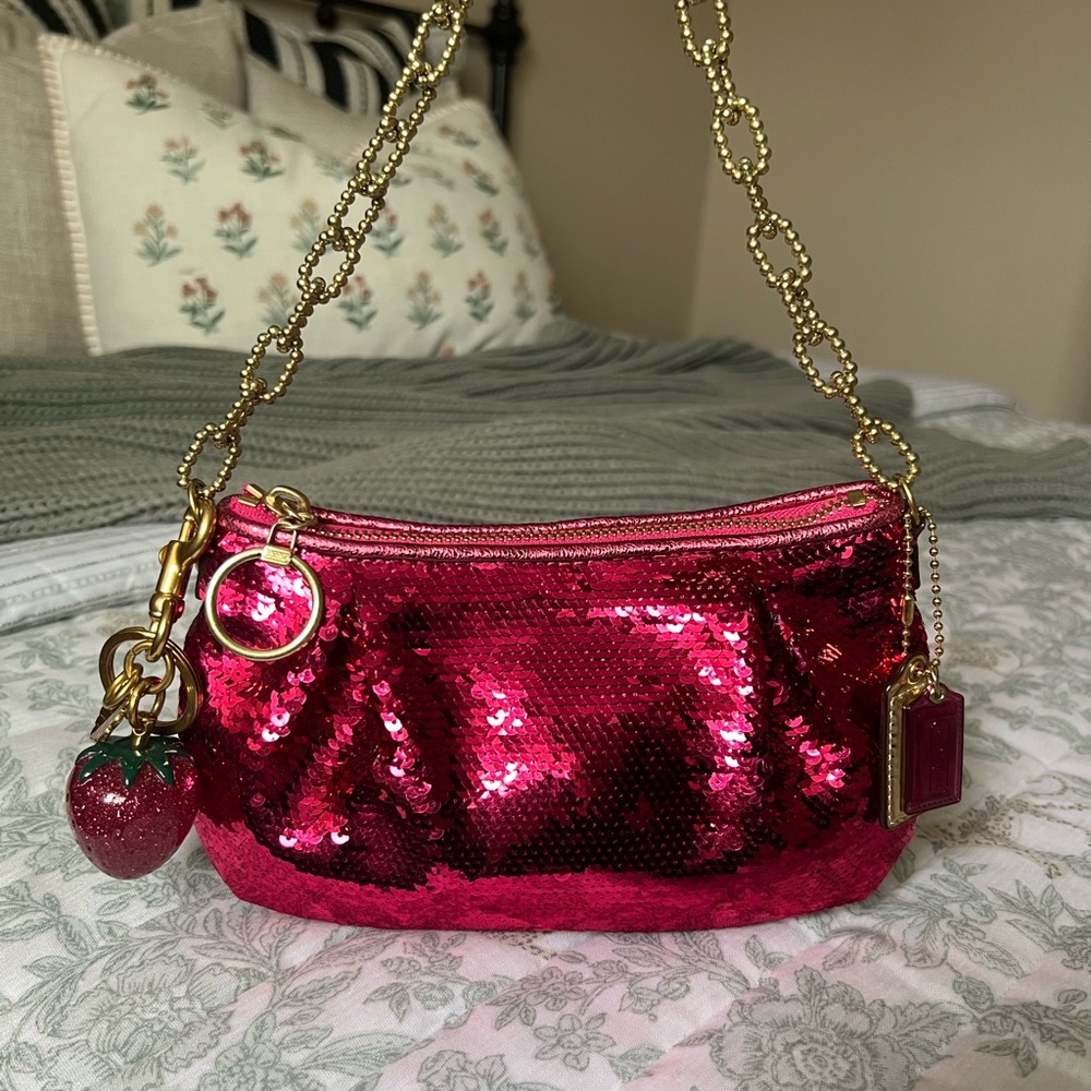 Y2k RARE Hot Pink Sequins Coach Bag